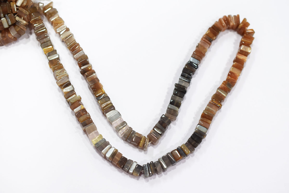 Natural Golden Shine Moonstone Heishi Square Beads Strand, 16 Inches , Sold By Strand, Size 6.00 to 6.50 mm , 33196
