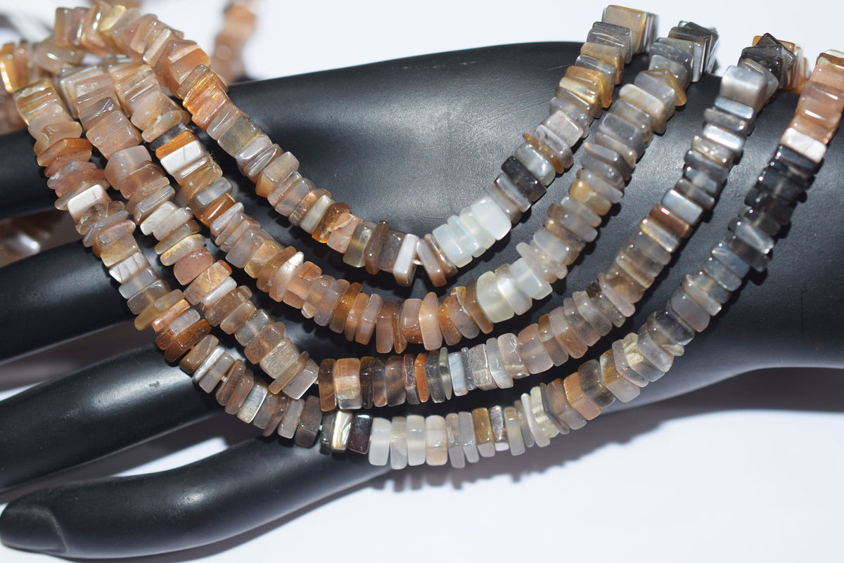 Natural Golden Shine Moonstone Heishi Square Beads Strand, 16 Inches , Sold By Strand, Size 6.00 to 6.50 mm , 33196
