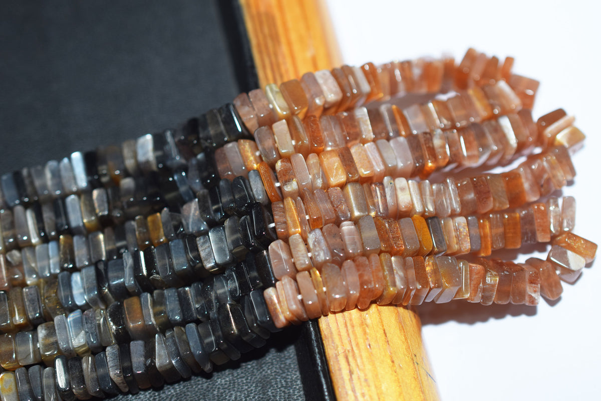 Natural Golden Shine Moonstone Heishi Square Beads Strand, 16 Inches , Sold By Strand, Size 6.00 to 6.50 mm , 33196