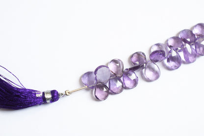Natural Pink Amethyst Pear Faceted Beads Strand, Pink Amethyst Briolettes, Sold By Strand , 7.50x9.00 to 8.00x10.00 mm,  6 Inches, 33221