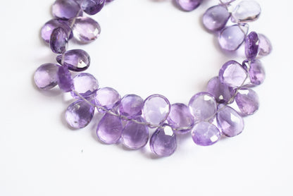 Natural Pink Amethyst Pear Faceted Beads Strand, Pink Amethyst Briolettes, Sold By Strand , 7.50x9.00 to 8.00x10.00 mm,  6 Inches, 33221