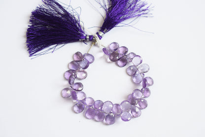 Natural Pink Amethyst Pear Faceted Beads Strand, Pink Amethyst Briolettes, Sold By Strand , 7.50x9.00 to 8.00x10.00 mm,  6 Inches, 33221