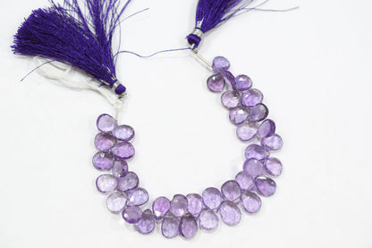 Natural Pink Amethyst Pear Faceted Beads Strand, Pink Amethyst Briolettes, Sold By Strand , 7.50x9.00 to 8.00x10.00 mm,  6 Inches, 33221