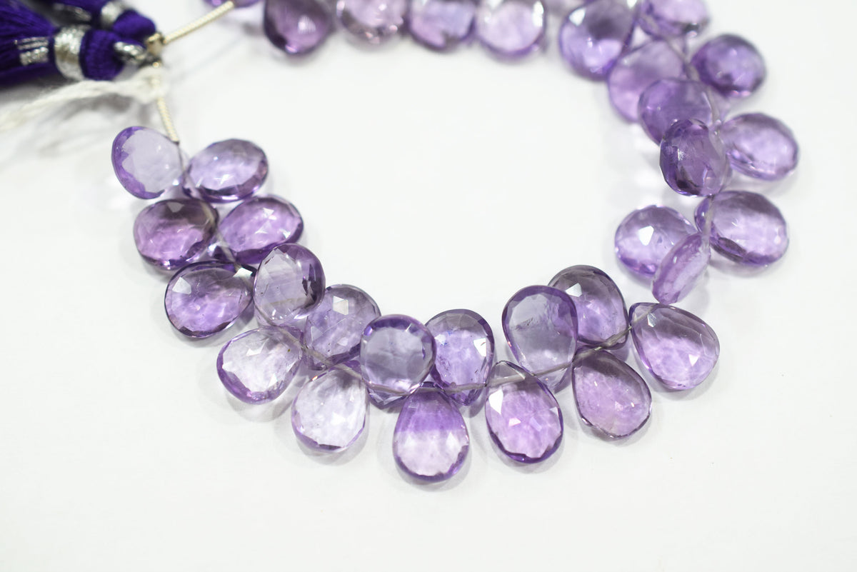 Natural Pink Amethyst Pear Faceted Beads Strand, Pink Amethyst Briolettes, Sold By Strand , 7.50x9.00 to 8.00x10.00 mm,  6 Inches, 33221