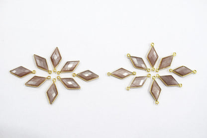 Chocolate Moonstone Faceted Diamond Shape Single Bail Connector , Double Bail Connector , Sold By Piece , 10x20 - 11x22 mm ,34044
