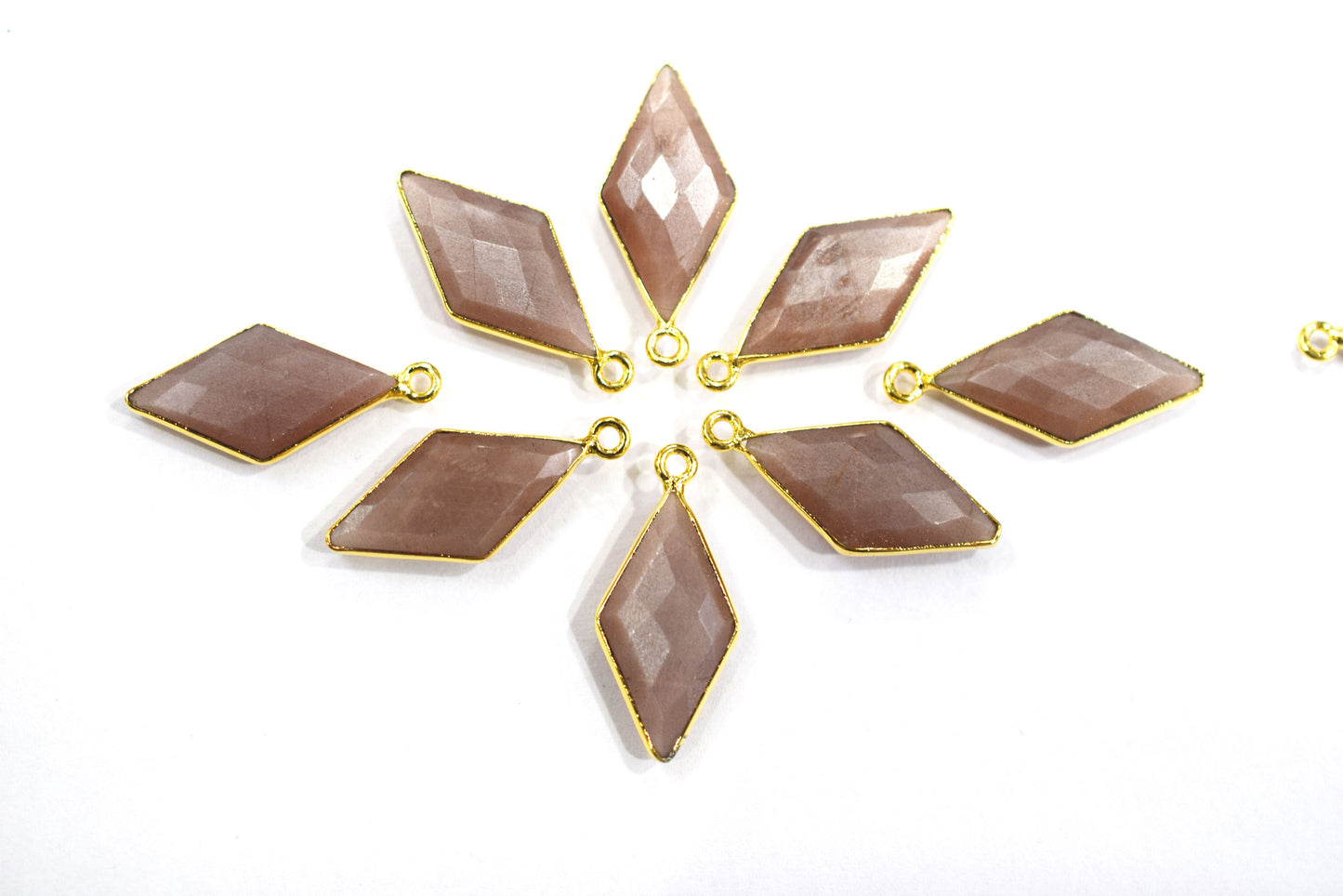 Chocolate Moonstone Faceted Diamond Shape Single Bail Connector , Double Bail Connector , Sold By Piece , 10x20 - 11x22 mm ,34044