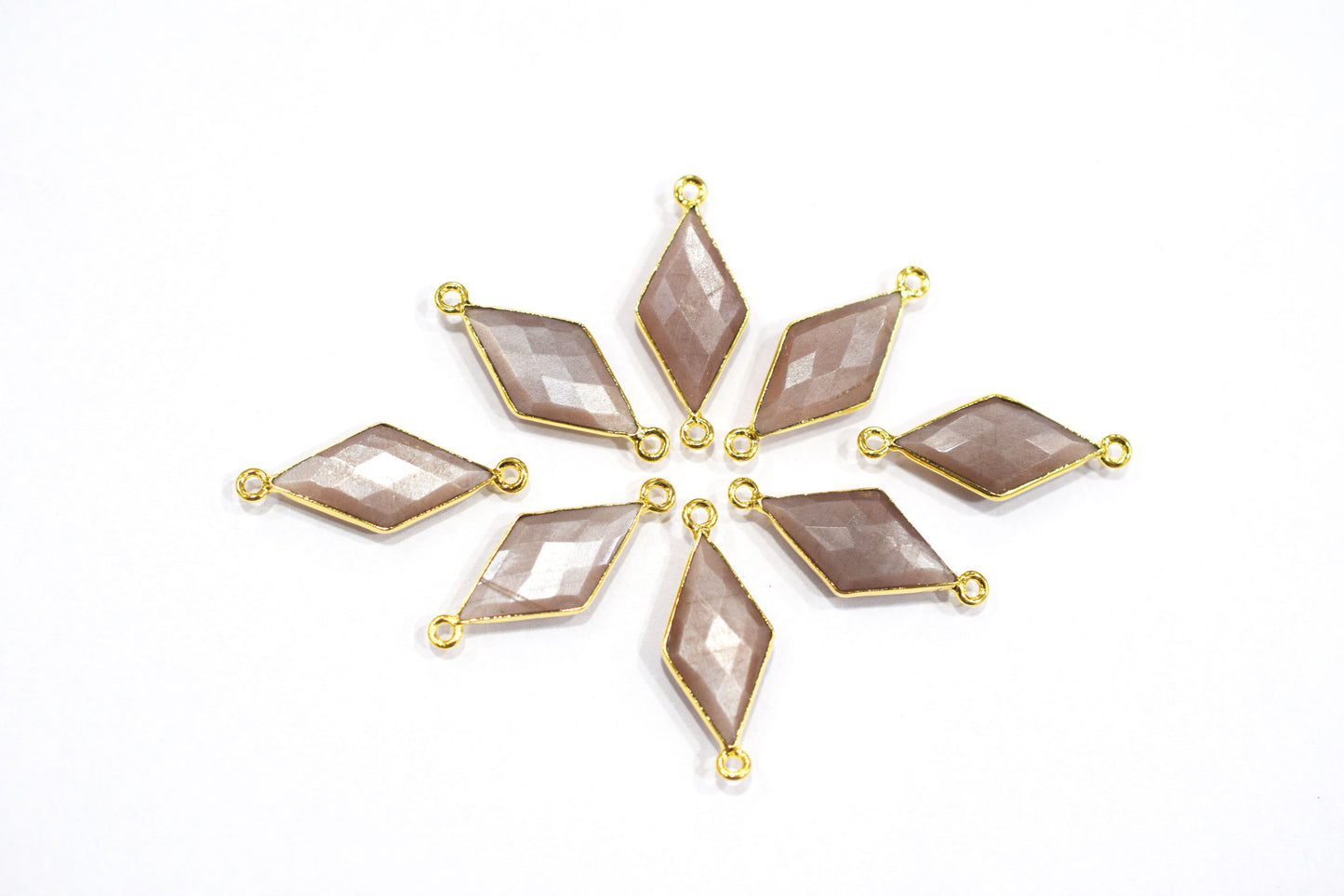 Chocolate Moonstone Faceted Diamond Shape Single Bail Connector , Double Bail Connector , Sold By Piece , 10x20 - 11x22 mm ,34044