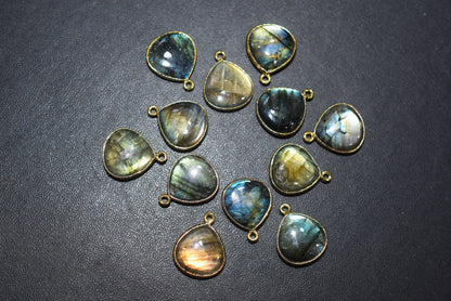 Labradorite Smooth Heart Shape Connector, Labradorite Single Connector, Sold By Piece ,11 mm, 34045