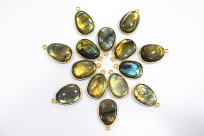 Labradorite Smooth Egg Shape Connector, Labradorite Single Bail Connector, Sold By Piece ,18 - 19 mm, 34053