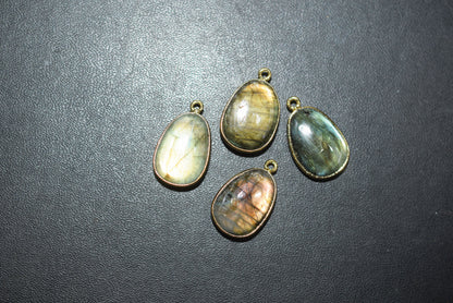 Labradorite Smooth Egg Shape Connector, Labradorite Single Bail Connector, Sold By Piece ,18 - 19 mm, 34053