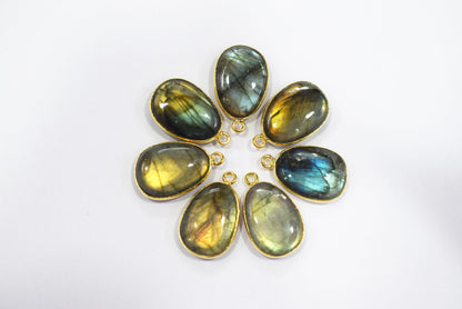 Labradorite Smooth Egg Shape Connector, Labradorite Single Bail Connector, Sold By Piece ,18 - 19 mm, 34053