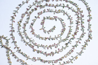 Multi Tourmaline Faceted Round Shape Dangling Style Beaded Chain, Sold by Foot, 2 - 2.5 mm, 34069