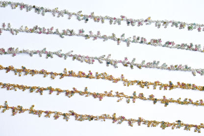 Multi Tourmaline Faceted Round Shape Dangling Style Beaded Chain, Sold by Foot, 2 - 2.5 mm, 34069