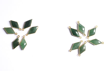 Green Strawberry Faceted Diamond Shape Single & Double Bail Connector, Sold By Piece , 10x19 - 11x21 mm ,34075