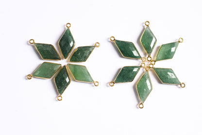 Green Strawberry Faceted Diamond Shape Single & Double Bail Connector, Sold By Piece , 10x19 - 11x21 mm ,34075