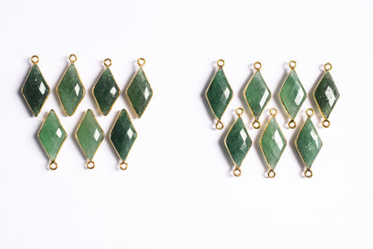Green Strawberry Faceted Diamond Shape Single & Double Bail Connector, Sold By Piece , 10x19 - 11x21 mm ,34075