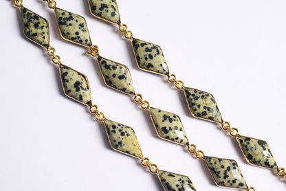 Natural Dalmatian Diamond Faceted Connector Chain, Sold By Foot, 10x19 - 11x21 mm, 34080