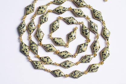 Natural Dalmatian Diamond Faceted Connector Chain, Sold By Foot, 10x19 - 11x21 mm, 34080