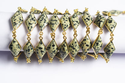 Natural Dalmatian Diamond Faceted Connector Chain, Sold By Foot, 10x19 - 11x21 mm, 34080