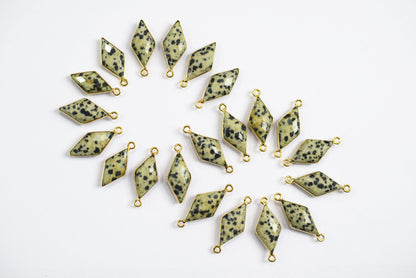 Dalmatian Faceted Diamond Shape Single & Double Bail Connector, Sold By Piece , 10x18 - 11x21 mm ,34081