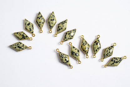 Dalmatian Faceted Diamond Shape Single & Double Bail Connector, Sold By Piece , 10x18 - 11x21 mm ,34081