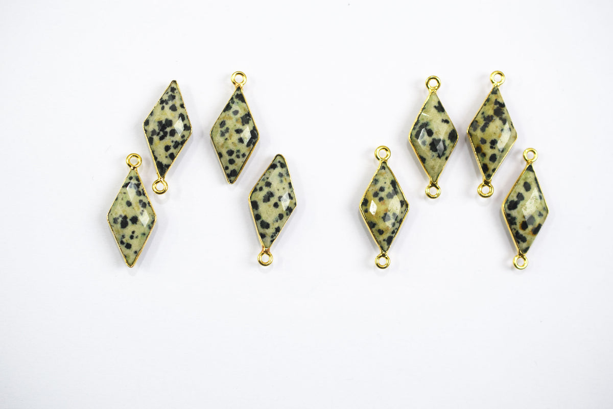 Dalmatian Faceted Diamond Shape Single & Double Bail Connector, Sold By Piece , 10x18 - 11x21 mm ,34081