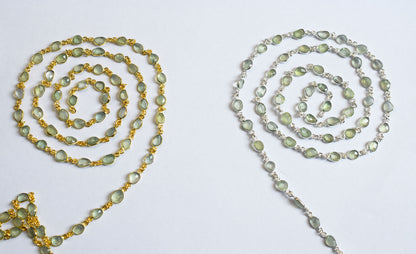 Prehnite Faceted Slice Free Form Shape Connector Chain ,13.5 - 15 mm , 34086