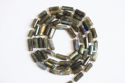 Natural Flashy Labradorite Pillar Cut Gemstone Chain, Sold by Foot,  Labradorite Pillar Wire Wrapped Chain , 18 - 22 mm, 34089