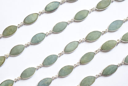 Milky Aquamarine Marquise Shape Evil Eye Faceted Connector Chain , Sold By Foot , 9x17 - 9x18 mm , 34099