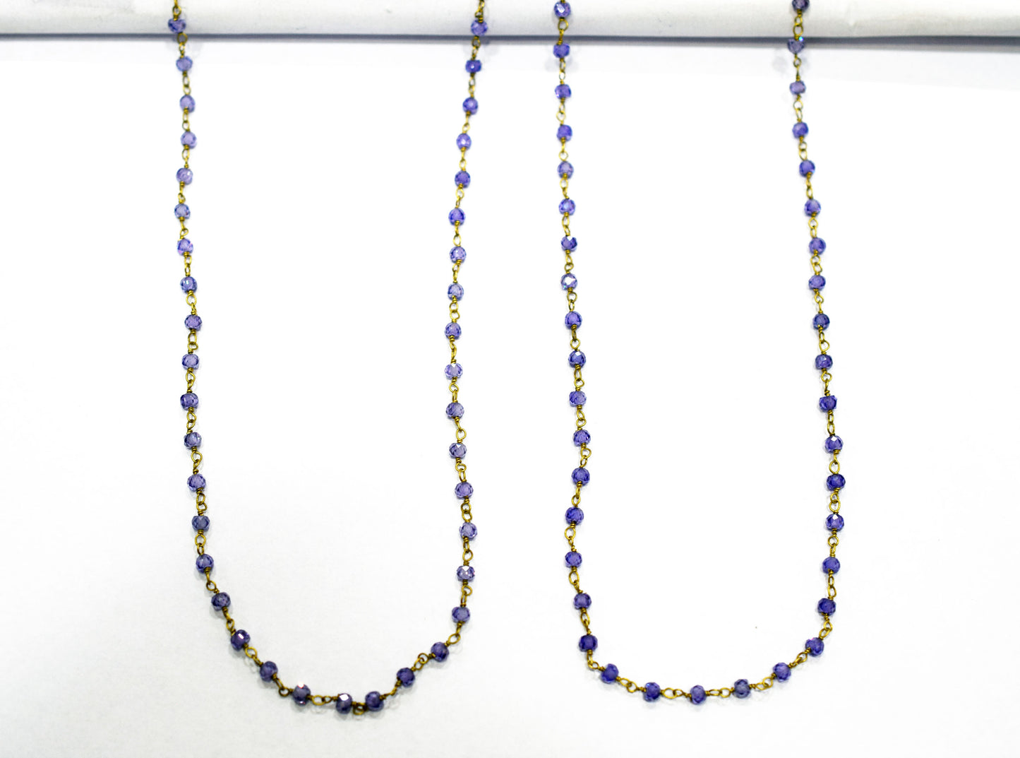 Amethyst Cubic Zirconia Rondelle Shape Faceted Rosary Beaded Wire Wrapped Chain, 2.30 - 2.50 mm , RB-5592