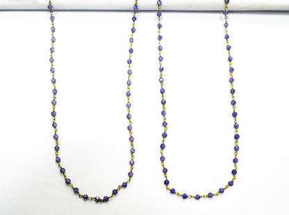 Amethyst Cubic Zirconia Rondelle Shape Faceted Rosary Beaded Wire Wrapped Chain, 2.30 - 2.50 mm , RB-5592