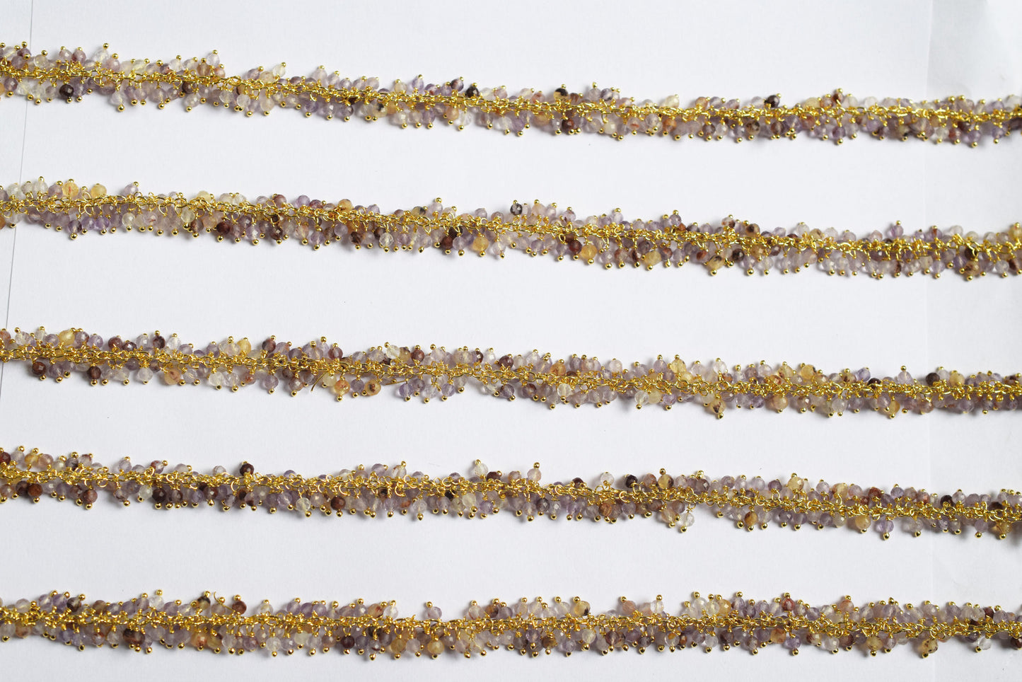 Precious Super Seven Round Faceted Grape Cluster Chain, Wire Wrapped Rosary Chain, Sold By Foot , 3.5 mm , 60003
