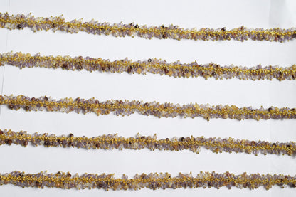 Precious Super Seven Round Faceted Grape Cluster Chain, Wire Wrapped Rosary Chain, Sold By Foot , 3.5 mm , 60003