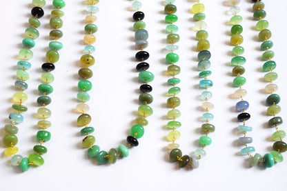 Multi Chalcedony Smooth Uneven Rondelle Shape Rosary Beaded Chain, Multi Chalcedony Wire Wrapped Chain,  9 - 12 mm , 60011