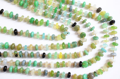 Multi Chalcedony Smooth Uneven Rondelle Shape Rosary Beaded Chain, Multi Chalcedony Wire Wrapped Chain,  9 - 12 mm , 60011