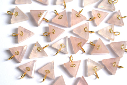 Beautiful Rose Quartz with CZ Inlay Charm, Rose Quartz Single Bail Connector, Sold By Piece , 18.5 - 19.5 mm , 60013