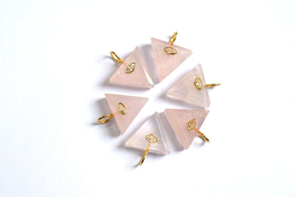 Beautiful Rose Quartz with CZ Inlay Charm, Rose Quartz Single Bail Connector, Sold By Piece , 18.5 - 19.5 mm , 60013