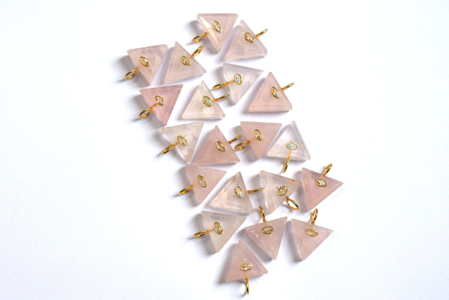 Beautiful Rose Quartz with CZ Inlay Charm, Rose Quartz Single Bail Connector, Sold By Piece , 18.5 - 19.5 mm , 60013