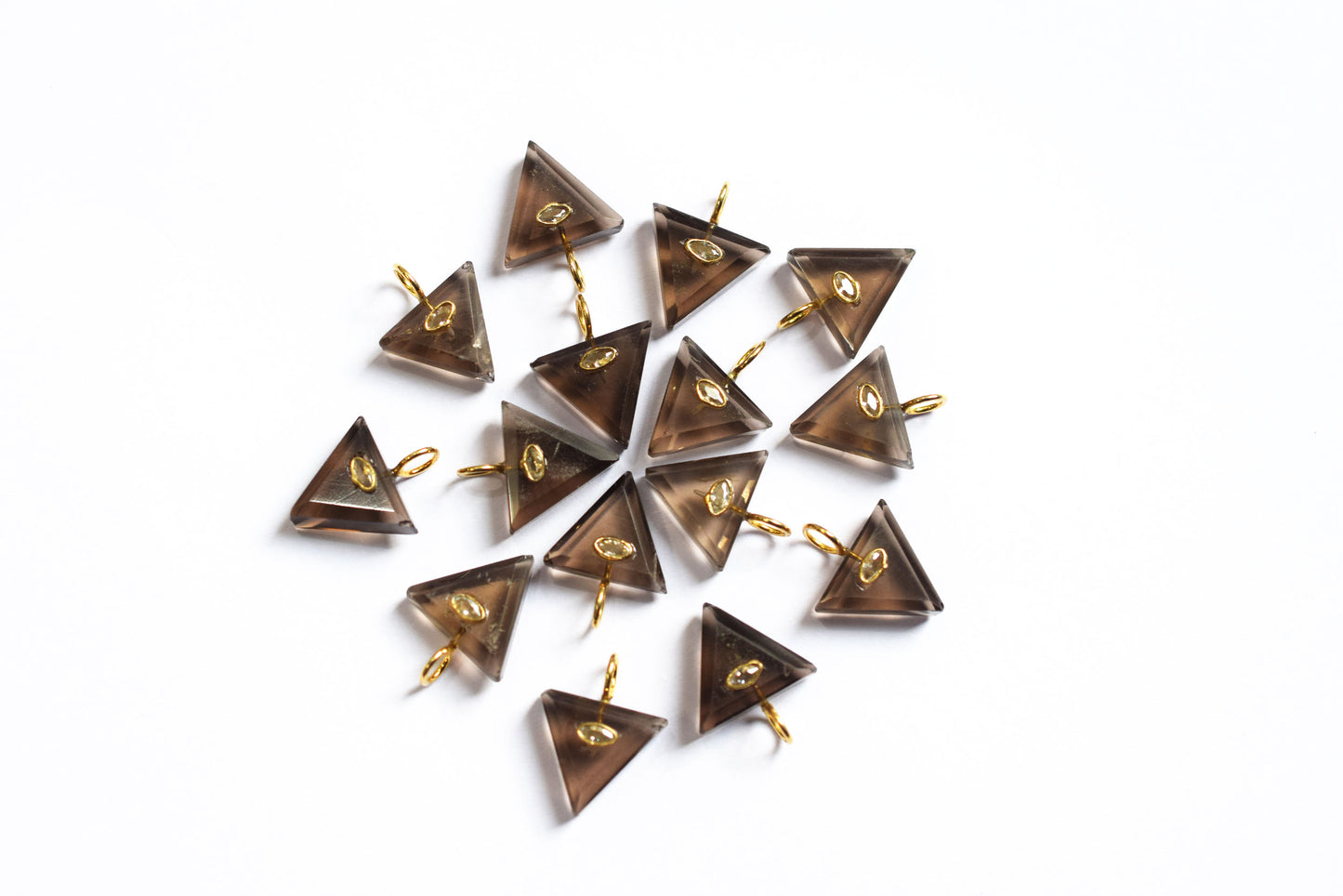 Natural Smoky Quartz with CZ Inlay Charm, Smoky Quartz Single Bail Connector , Sold By Piece , 18 - 19 mm , 60014