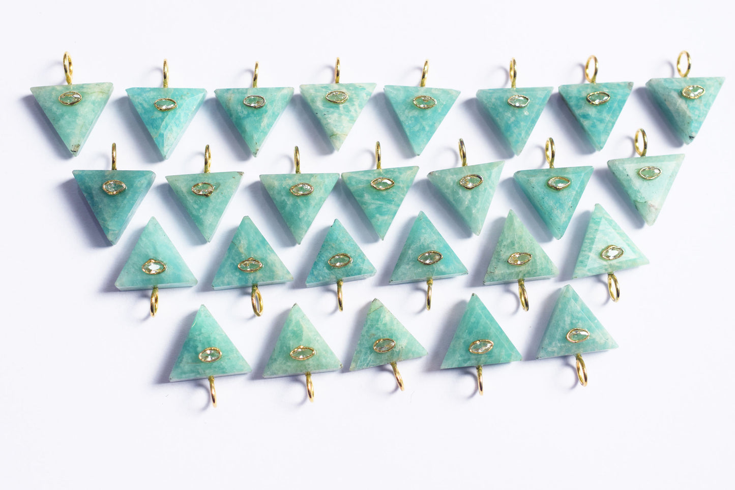 Natural Amazonite with CZ Inlay Charm, Amazonite Single Bail Connector , Sold By Piece , 18 - 20 mm , 60015