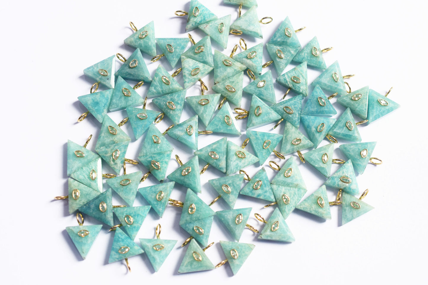 Natural Amazonite with CZ Inlay Charm, Amazonite Single Bail Connector , Sold By Piece , 18 - 20 mm , 60015