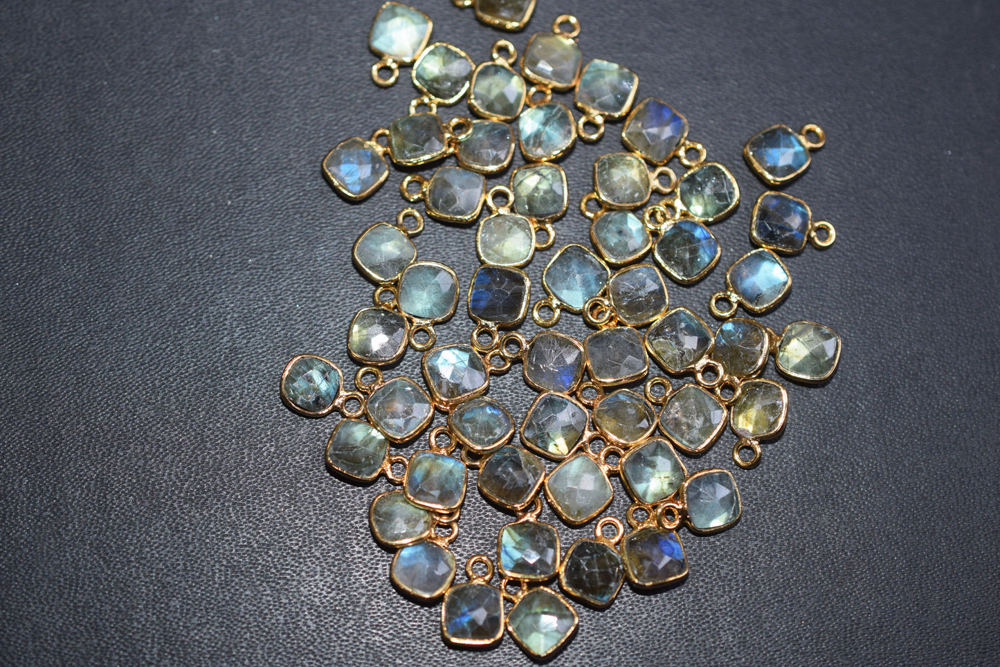 Labradorite Faceted Cushion Shape Connector , Labradorite Single Bail Bezel Charm Connector ,Sold By Piece , 10.5 mm , 60016