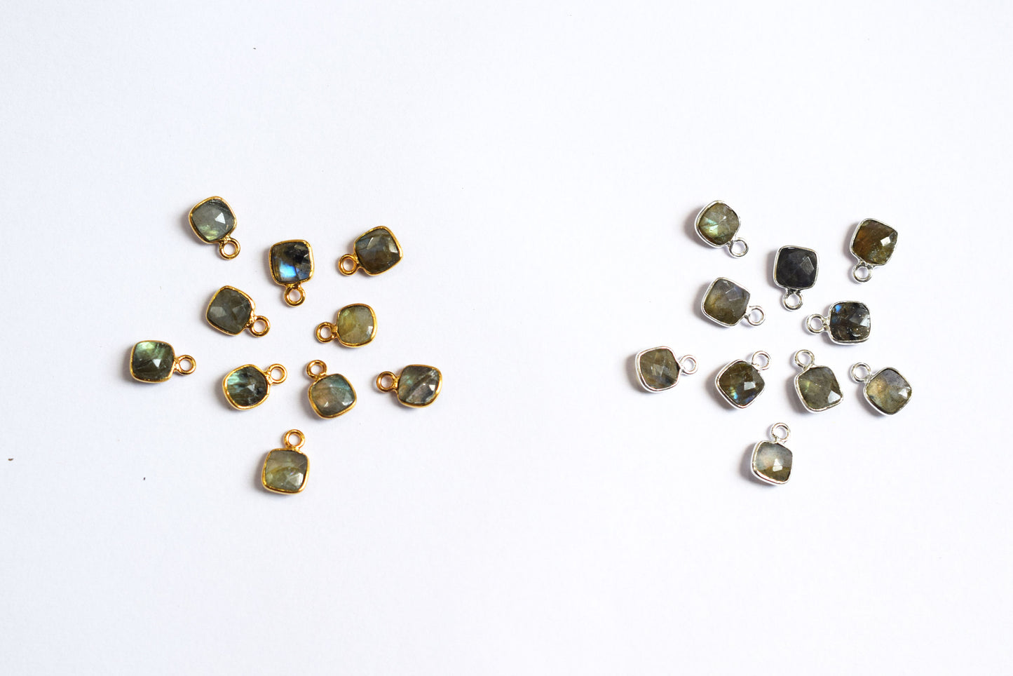 Labradorite Faceted Cushion Shape Connector , Labradorite Single Bail Bezel Charm Connector ,Sold By Piece , 10.5 mm , 60016