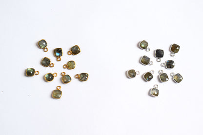 Labradorite Faceted Cushion Shape Connector , Labradorite Single Bail Bezel Charm Connector ,Sold By Piece , 10.5 mm , 60016