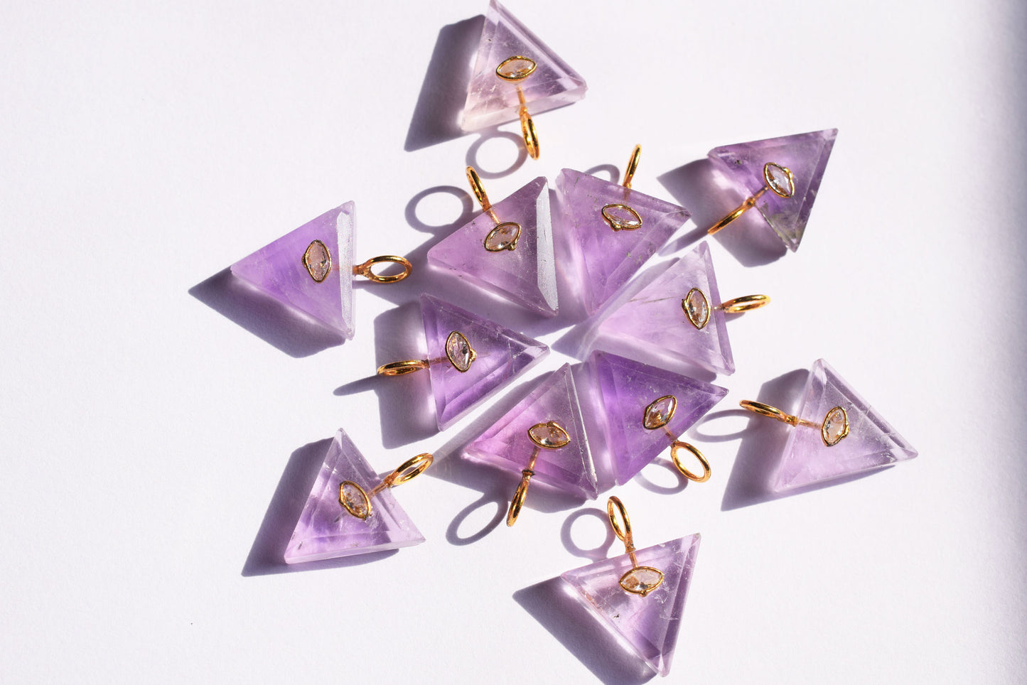 Natural Pink Amethyst with CZ Inlay Charm, Pink Amethyst Single Bail Connector , Sold By Piece , 18 - 19.5 mm , 60017