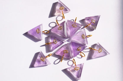Natural Pink Amethyst with CZ Inlay Charm, Pink Amethyst Single Bail Connector , Sold By Piece , 18 - 19.5 mm , 60017