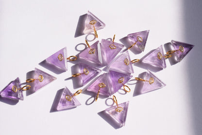 Natural Pink Amethyst with CZ Inlay Charm, Pink Amethyst Single Bail Connector , Sold By Piece , 18 - 19.5 mm , 60017