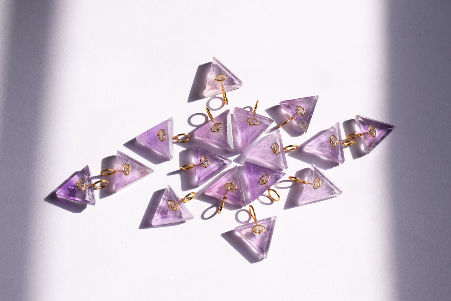 Natural Pink Amethyst with CZ Inlay Charm, Pink Amethyst Single Bail Connector , Sold By Piece , 18 - 19.5 mm , 60017