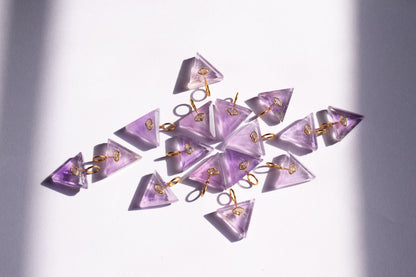 Natural Pink Amethyst with CZ Inlay Charm, Pink Amethyst Single Bail Connector , Sold By Piece , 18 - 19.5 mm , 60017