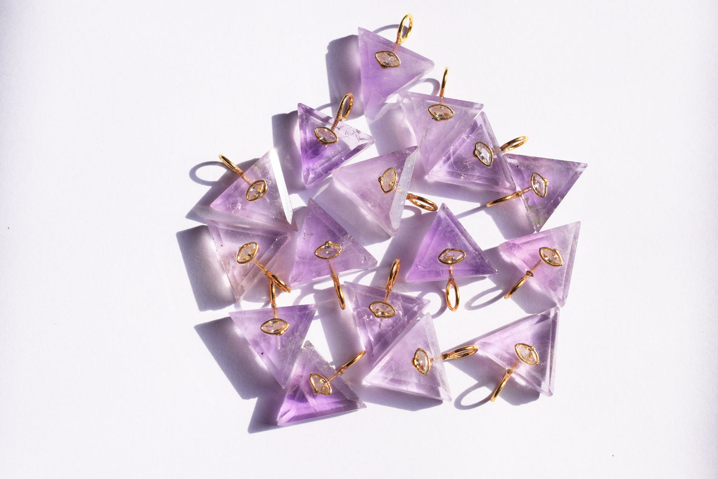 Natural Pink Amethyst with CZ Inlay Charm, Pink Amethyst Single Bail Connector , Sold By Piece , 18 - 19.5 mm , 60017